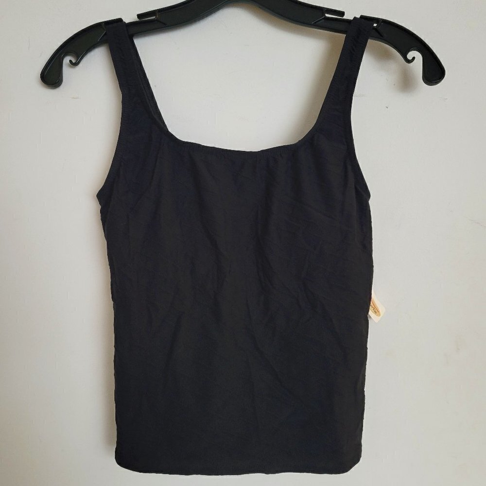 NEW Talbots Christina Black Textured Cami Padded Tank Top Bathing Swim Suit Sz 6
